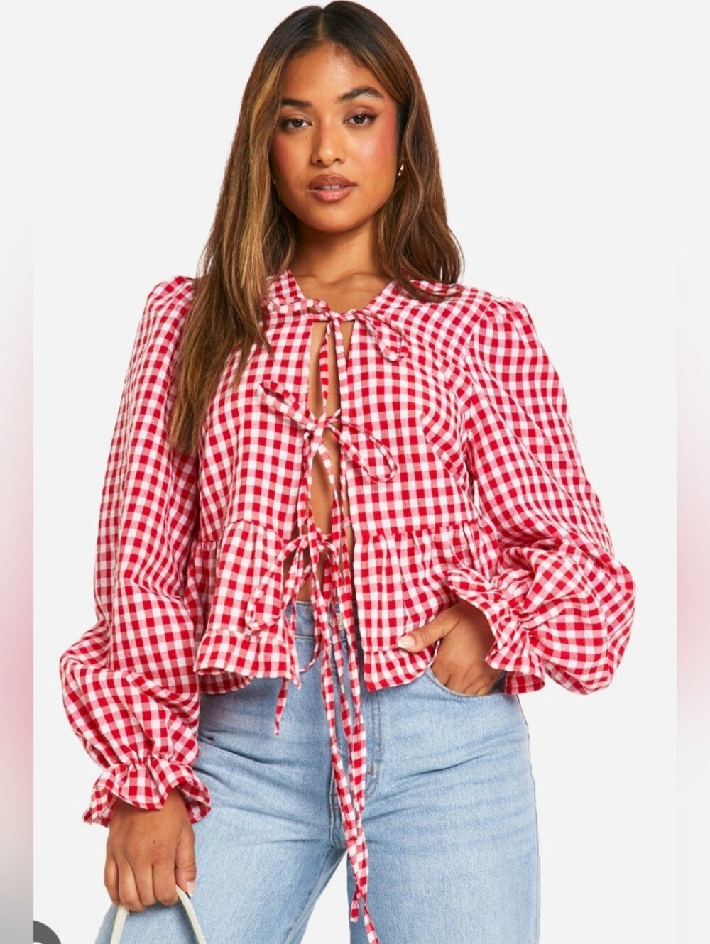 Shein red & white gingham top